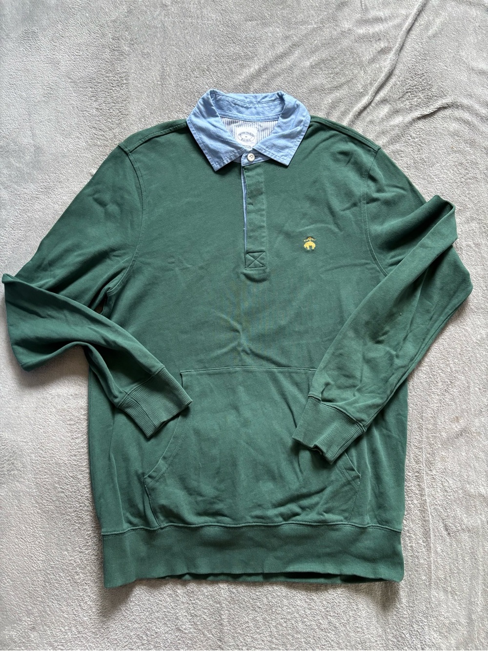 Brooks Brothers Shirt Men’s Medium Green Long Sleeve Collared Rugby Pullover